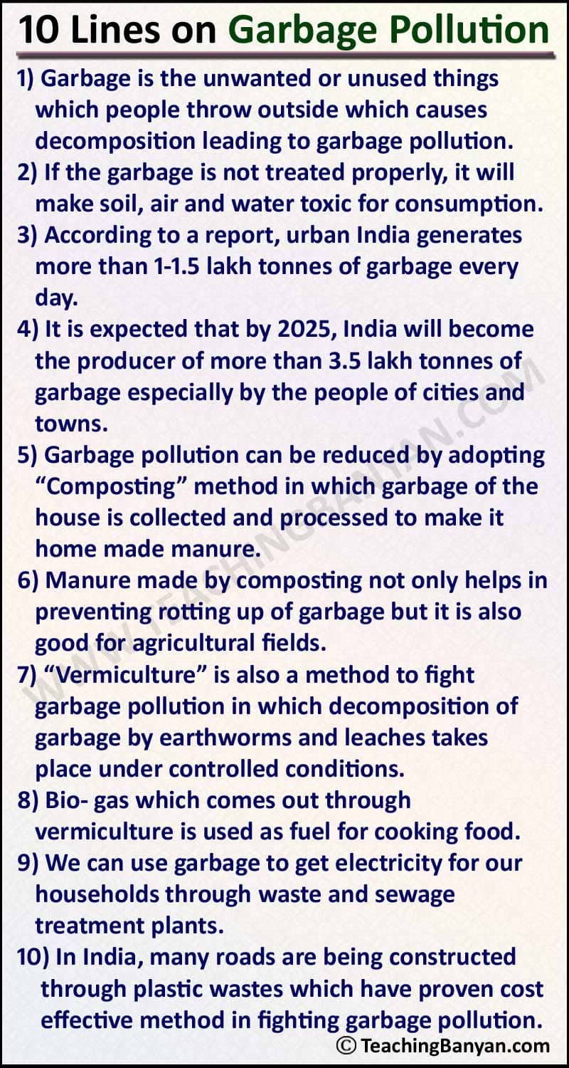 10 Lines On Garbage Pollution For Children And Students Of Class 1 2 