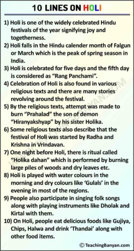 10 Lines on Holi in English for Children and Students of Class 1, 2, 3 ...