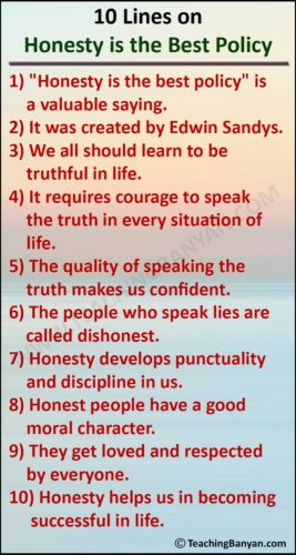 10 Lines on Honesty is the Best Policy for Students of Class 1, 2, 3, 4 ...