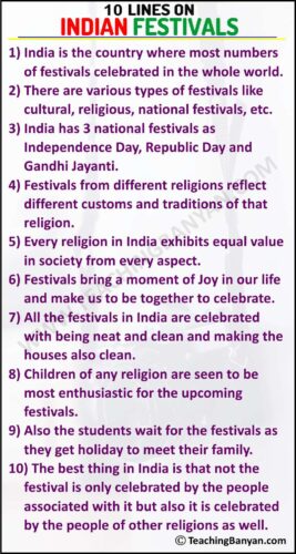 10 Lines on Indian Festivals in English for Students of Class 1, 2, 3 ...