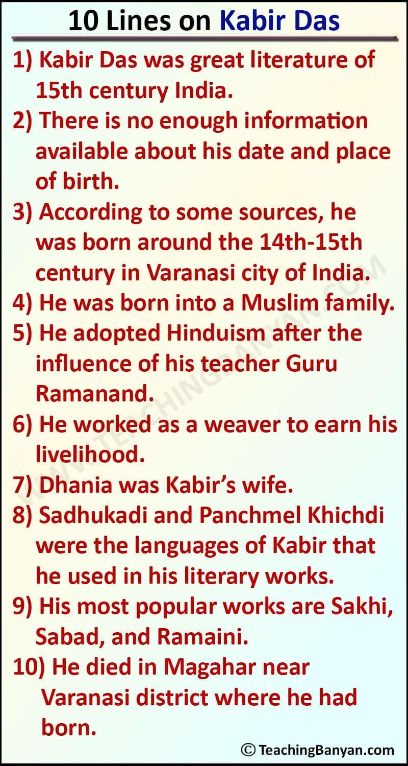 essay on kabir das in 100 words in hindi