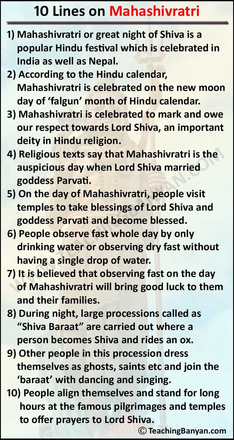 short essay on mahashivratri in english