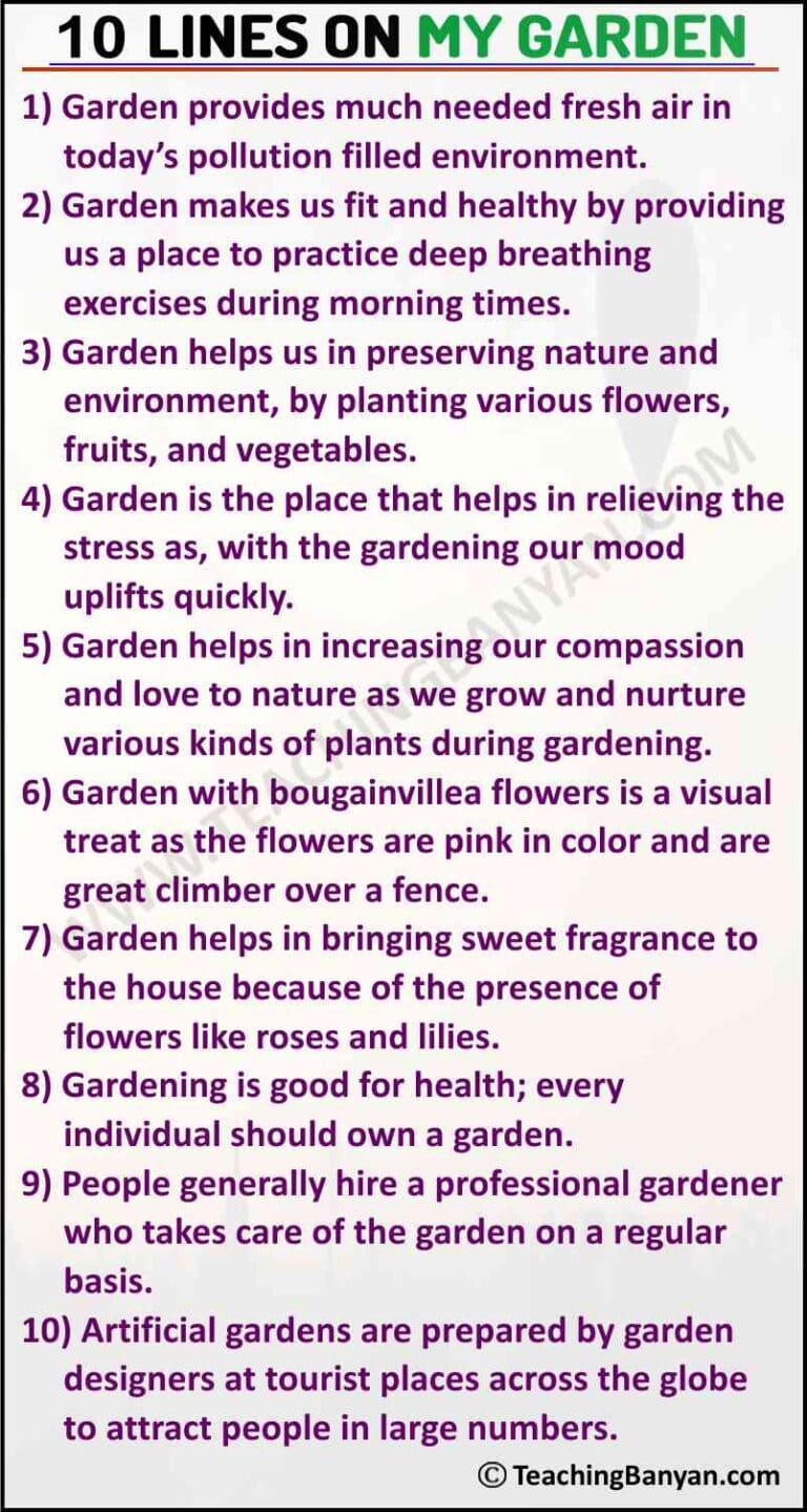 my garden essay 10 lines for class 1