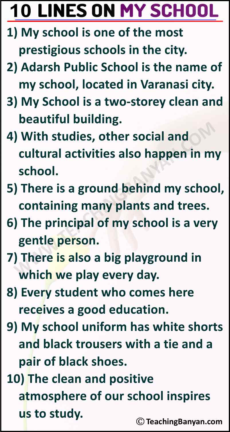 10 Lines on My School for Children and Students of Class 1, 2, 3, 4, 5, 6