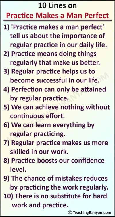 10 Lines on Practice Makes a Man Perfect for Students of Class 1, 2, 3 ...