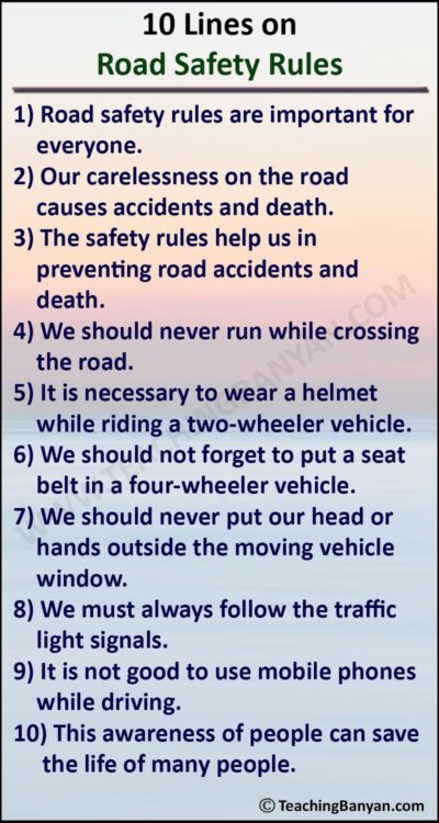 10 Lines on Road Safety Rules﻿ for Children and Students of Class 1, 2 ...