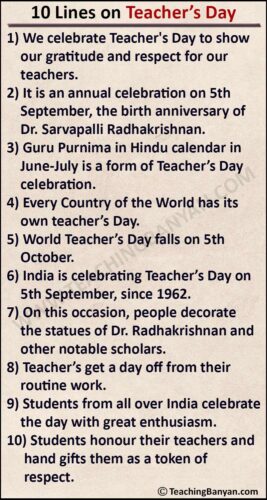 10 Lines on Teacher’s Day for Children and Students of Class 1, 2, 3, 4 ...