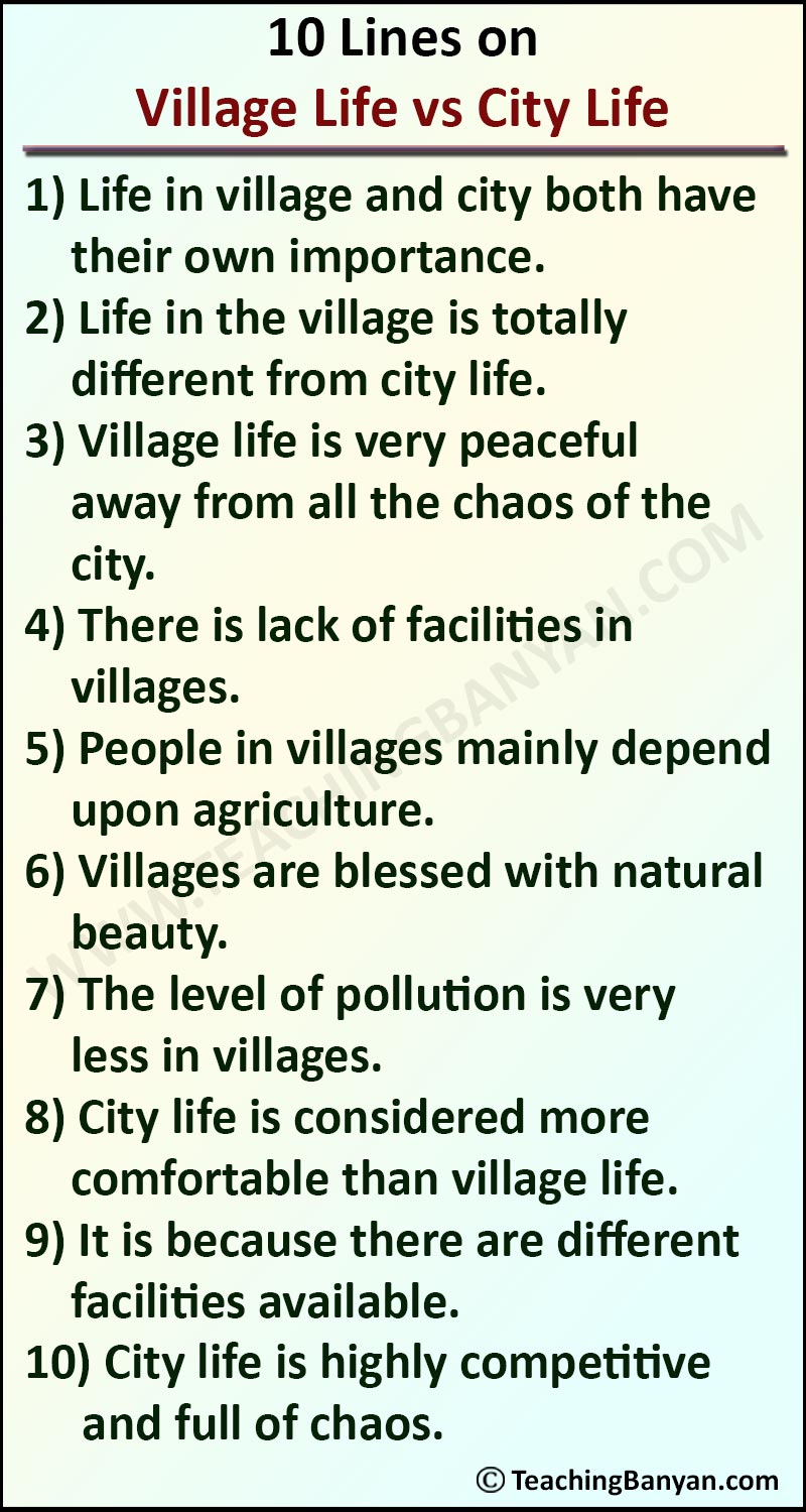 compare and contrast essay about village and city life