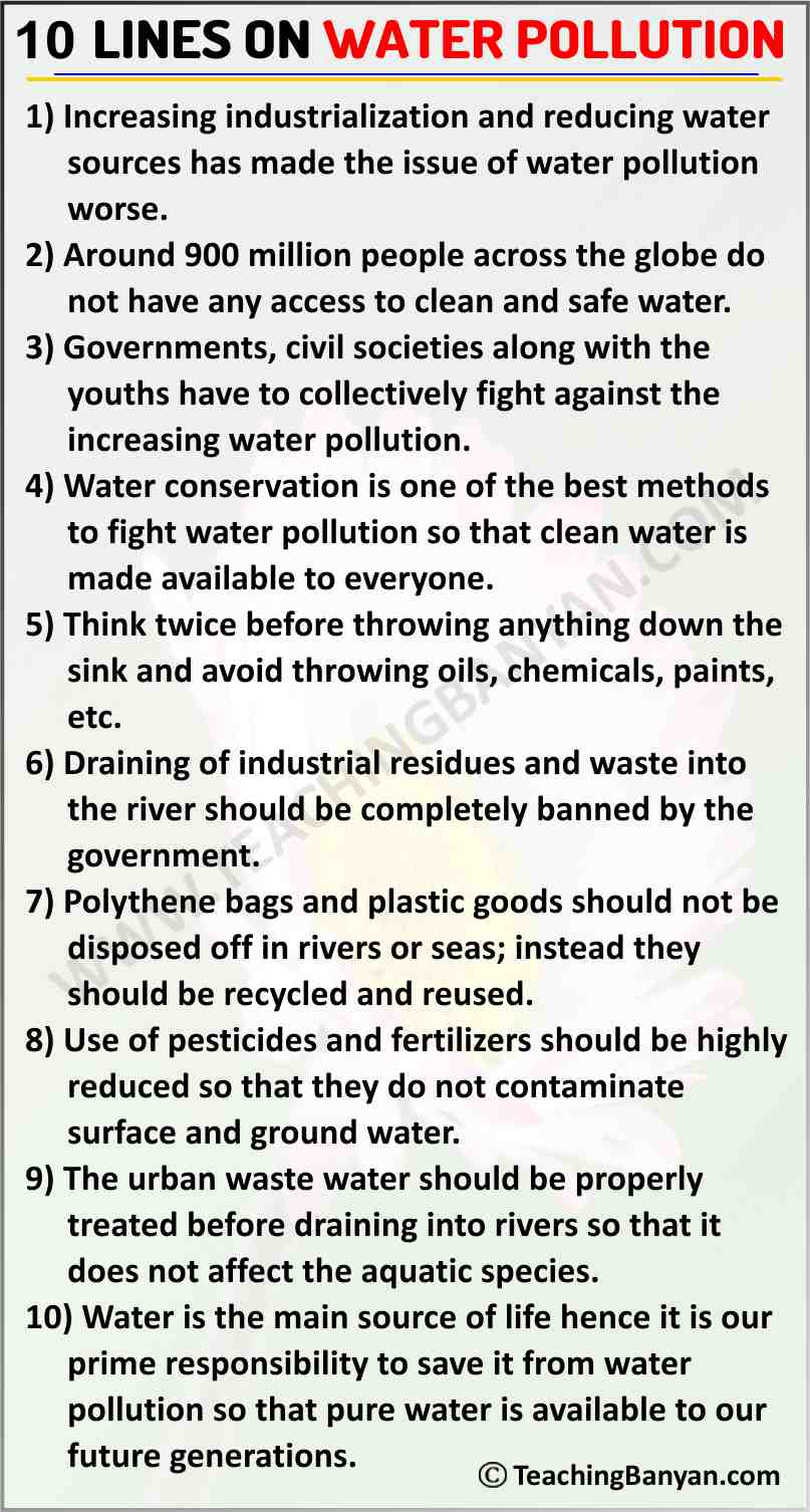 10 Lines On Water Pollution For Children And Students