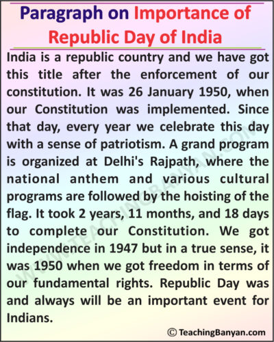 Short and Long Paragraph on Importance of Republic Day 2023 of India