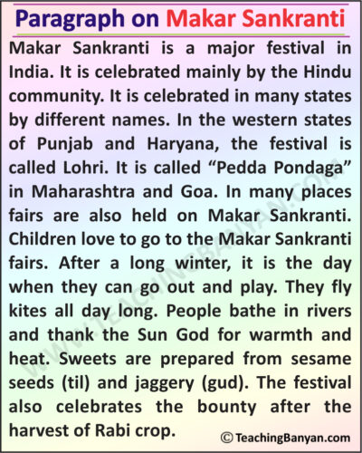 Short and Long Paragraph on Makar Sankranti 2022 for Students