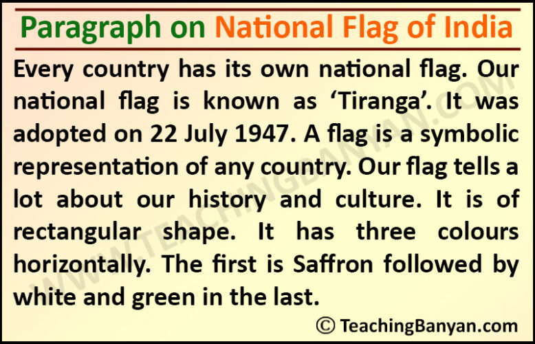 indian flag essay in english