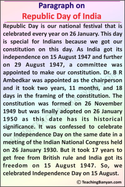 Paragraph on Republic Day of India 2023 - Long and Short Paragraphs