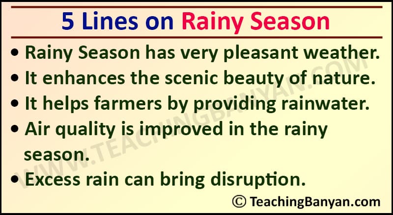 10 Lines on Rainy Season for Children and Students of Class 1, 2